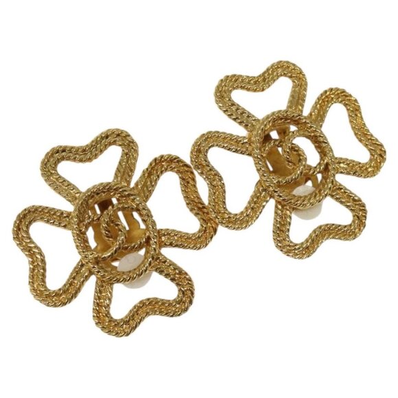 CHANEL COCO Mark Earring metal Gold CC Auth - Picture 1 of 9